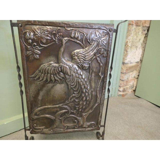 Arts and Crafts Iron Peacock Fire Screen, 1890 For Sale - Image 6 of 7