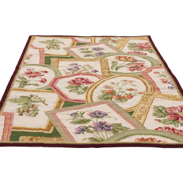 French Country Vintage Chinese Aubusson Needlepoint Rug, 03'01 X 05'01 For Sale - Image 3 of 10