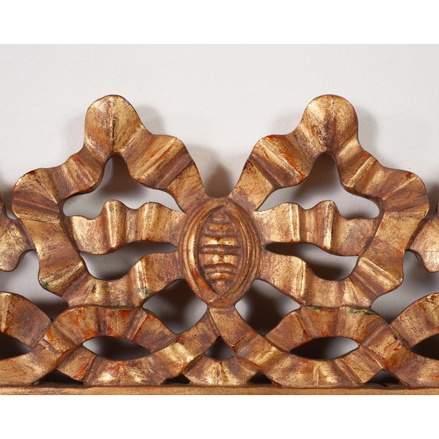Gold Mid-Century Italian Rococo Style Giltwood Ribbon Wall Mirror For Sale - Image 8 of 18