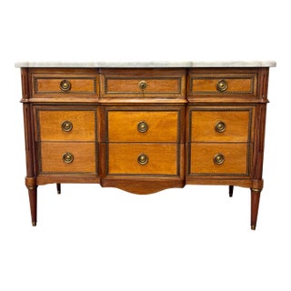 Antique French Louis XVI Style Marble Top Commode For Sale