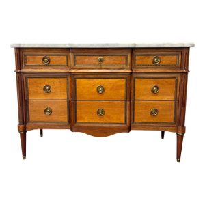 Antique French Louis XVI Style Marble Top Commode