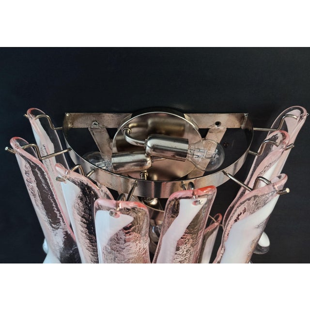 Vintage Italian Murano Wall Lights with Pink and Lattimo Glass Petals, 1990, Set of 2 For Sale - Image 11 of 15