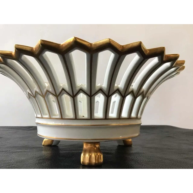 1950s Ceramic Portuguese Lattice Bowl For Sale - Image 5 of 8