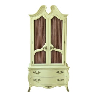 Hickory French Paint Decorated Bedroom Armoire For Sale