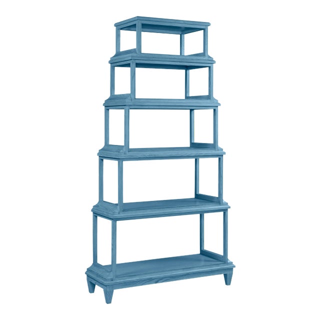 Celerie Kemble for Casa Cosima Jules Etagere, CUSTOM COLOR Blue Belle Island- 782 For Sale