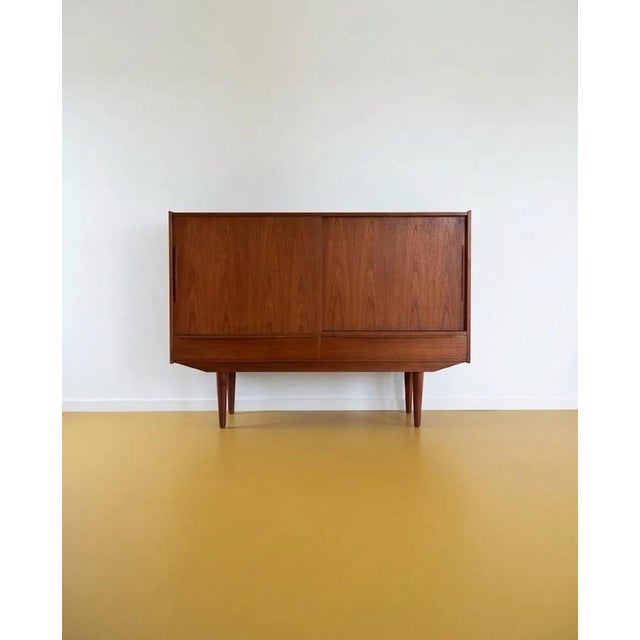 Danish Teak Sideboard with Sliding Doors and Open Compartment, 1960s For Sale - Image 4 of 4