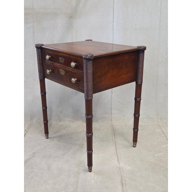 Antique Mahogany Federal Style Nightstands With Interior Slant Desk - A Pair For Sale - Image 4 of 18