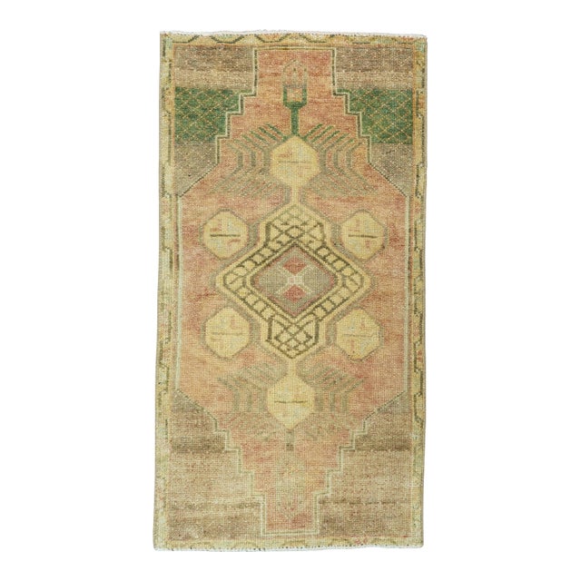 Turkish Mini Rug Oriental Hand Knotted Vintage Rug 1'6" x 2'11" #20763 For Sale