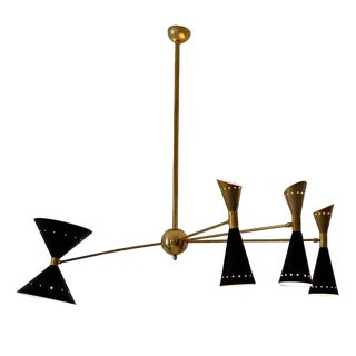 Four-Arm Brass Asymmetrical Chandelier For Sale