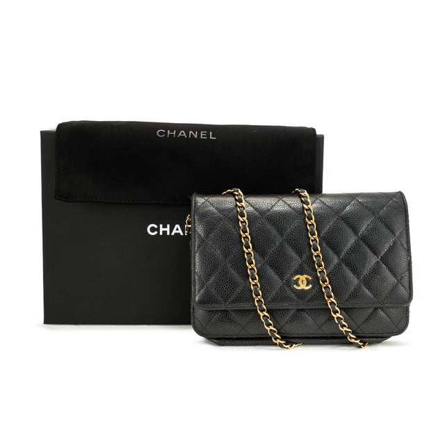 Chanel Classic Quilted Black Lambskin Wallet on Chain With Gold Hardware Bag For Sale - Image 12 of 13