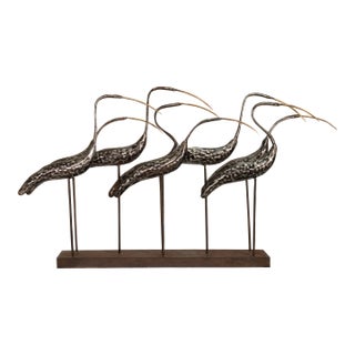 Joseph Famulari Metal Group of Egrets Sculpture by Austin Productions For Sale
