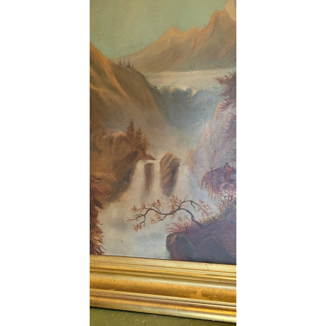 Rare 19th Century Oil Painting Hudson Valley Indian Chief Landscape For Sale - Image 11 of 14