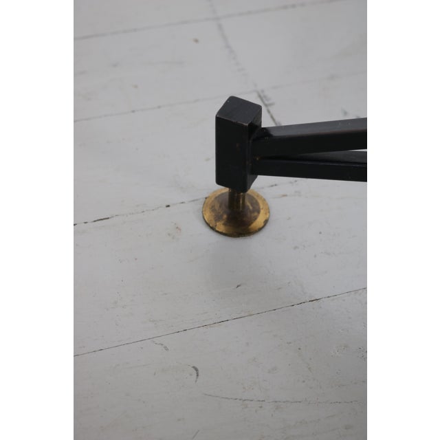 Italian Table with Black Lacquered Iron Frame and Asymmetrical Table Top with Inlaid Clear Glass For Sale - Image 15 of 18