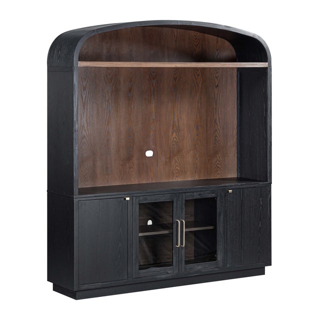 Boho Chic Marlow Black Wood Entertainment Center For Sale - Image 3 of 9