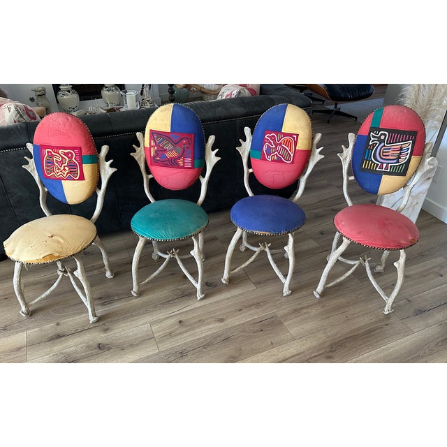 Here is a rare and hard to find, 1970s faux-antler chairs by Arthur Court Designs. Most that exist have been stripped of...