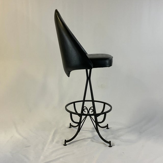 1960s Mid-Century Wrought Iron & Black Leatherette Daystrom Barstools - Set of 4 For Sale - Image 10 of 13