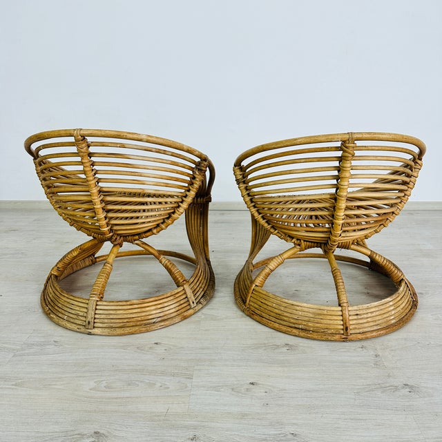 Italian Rattan Lounge Chairs With Coffee Table – Set of 3 For Sale - Image 10 of 16