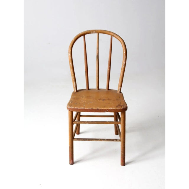 Wood Antique Farmhouse Windsor Chair For Sale - Image 7 of 11