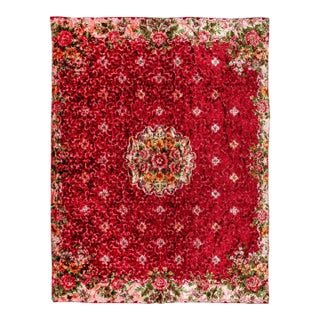 5.7x7 Ft Vintage Floral Design Velvet Wall Hanging or Bed Cover For Sale
