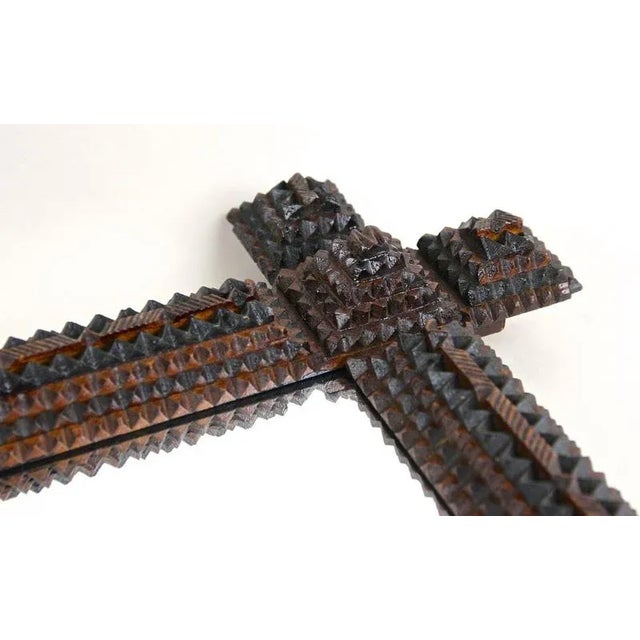 Tramp Art Rustic Handcarved Wall Mirror, Austria, 1880s For Sale - Image 14 of 18