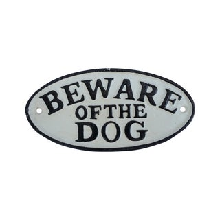 Cast Iron Beware of the Dog Sign For Sale