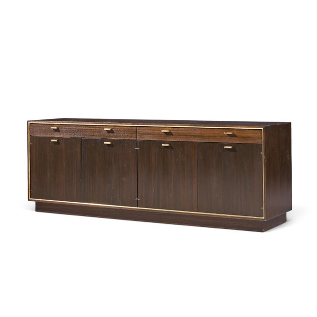 Mid-Century Modern Harvey Probber Mid Century Mahogany and Brass Credenza For Sale - Image 3 of 11