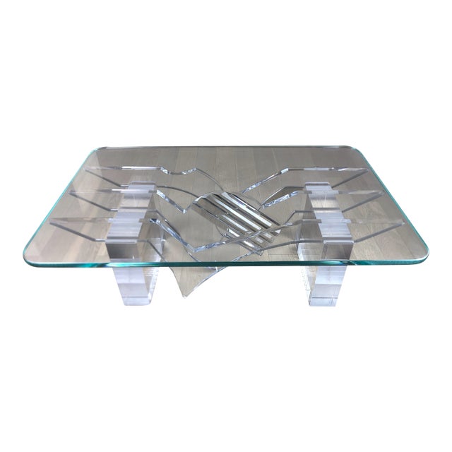 Joseph Galvan- Icarus Lucite Coffeee Table 1990 For Sale