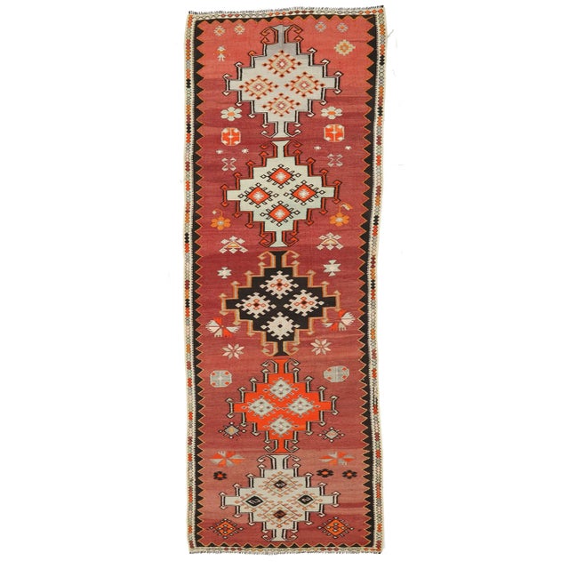 Textile Mid 20th Century Vintage Decorative Turkish Kilim Runner For Sale - Image 7 of 7