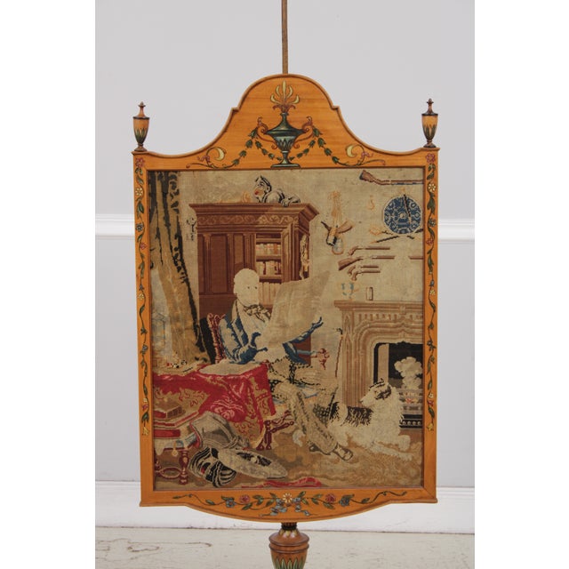 Age: Circa 1930 Details: Adams Style Hand Done Pettipoint Screen Stunning Paint Decorated Finish Gorgeous Vintage...