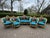1900s French Louis XVI Blue/Green Velvet Beech Sofa Set 5pc For Sale - Image 18 of 18