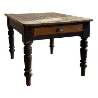 Antique English Pine Table with Drawer For Sale