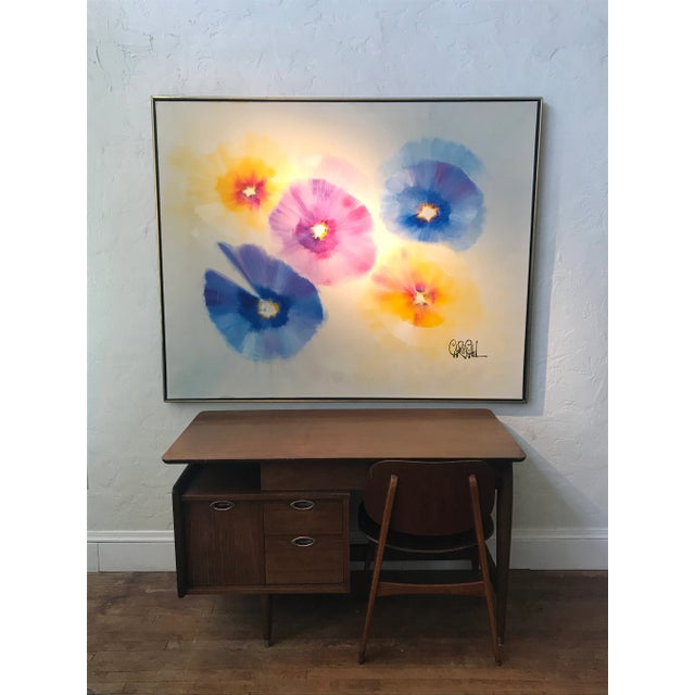 1980’s Large Starburst acrylic Painting by Carmichael, Framed in wood. The piece is minimalist and will illuminate any...