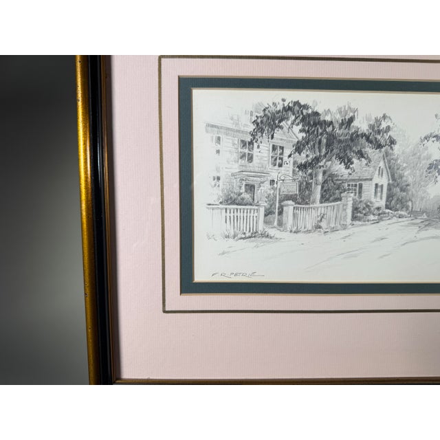 1960s 1960s Pair of Ferdinand R. Petrie Signed Harbor Pencil Drawings, Framed For Sale - Image 5 of 10