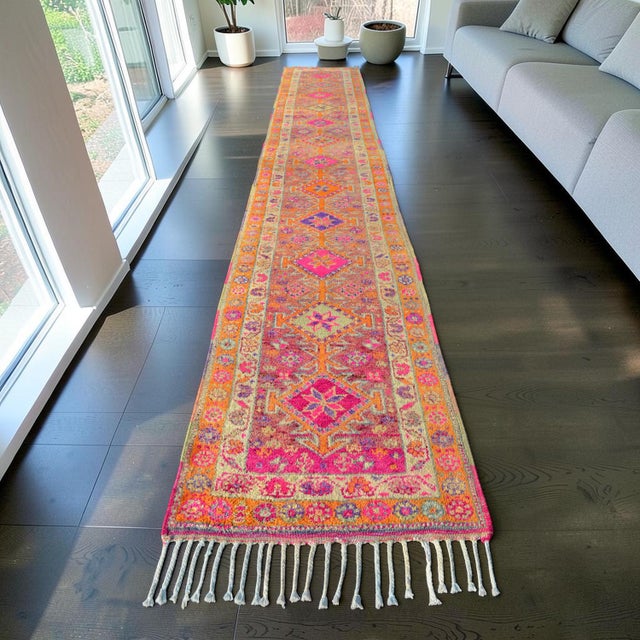 Mid-Century Modern 1960s Vintage Runner Rug Hand Knotted Kurdish Tribal Extra Long Runner 2′11″ × 17′3″ For Sale - Image 3 of 11