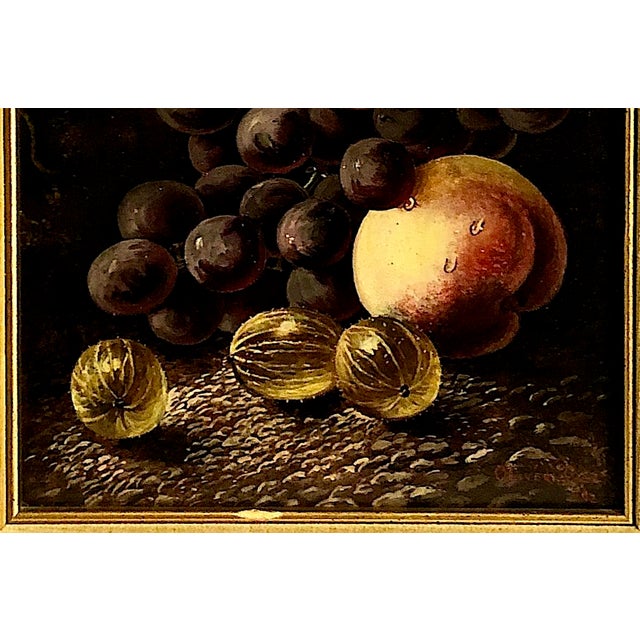 Late Victorian Still-Life Painting of Grapes and a Peach, by Oliver Clare For Sale - Image 4 of 7