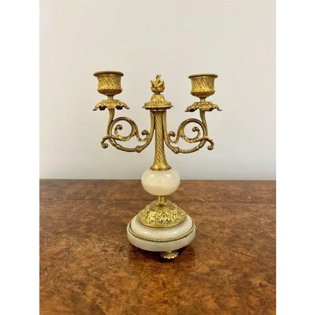 Mid 19th Century Victorian Ormolu and Marble Candelabras, 1860s, Set of 2 For Sale - Image 5 of 7