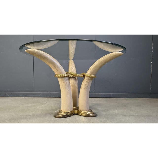 Cream Vintage Faux Tusk Center or Side Table in the style of Valenti, 1970s For Sale - Image 8 of 11