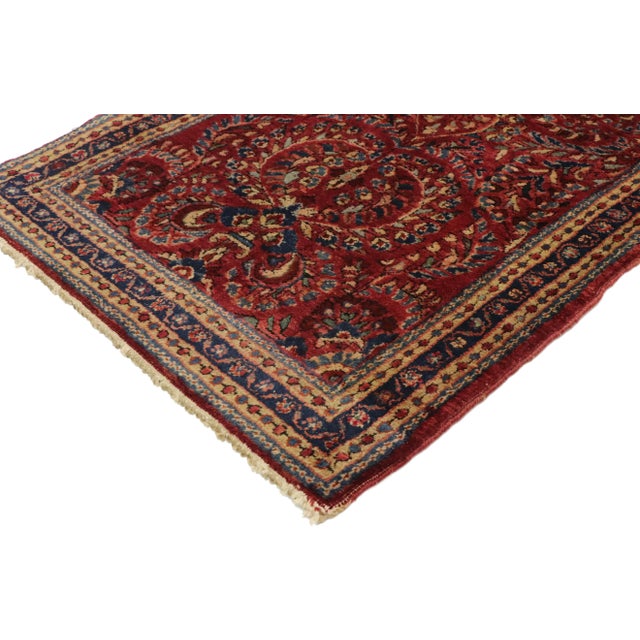Antique Persian Sarouk Rug with Traditional Art Nouveau Style. This highly desirable antique Persian Sarouk rug with Art...