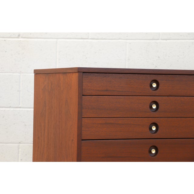Mid-Century Modern 6-Drawer Walnut Dresser by United Furniture | Refinished Credenza, Circa 1960s For Sale - Image 11 of 18