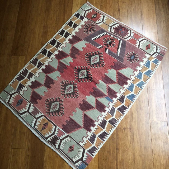 Vintage Kilim Rug: Tribal Motifs | 2'11"x3'10" For Sale - Image 4 of 6