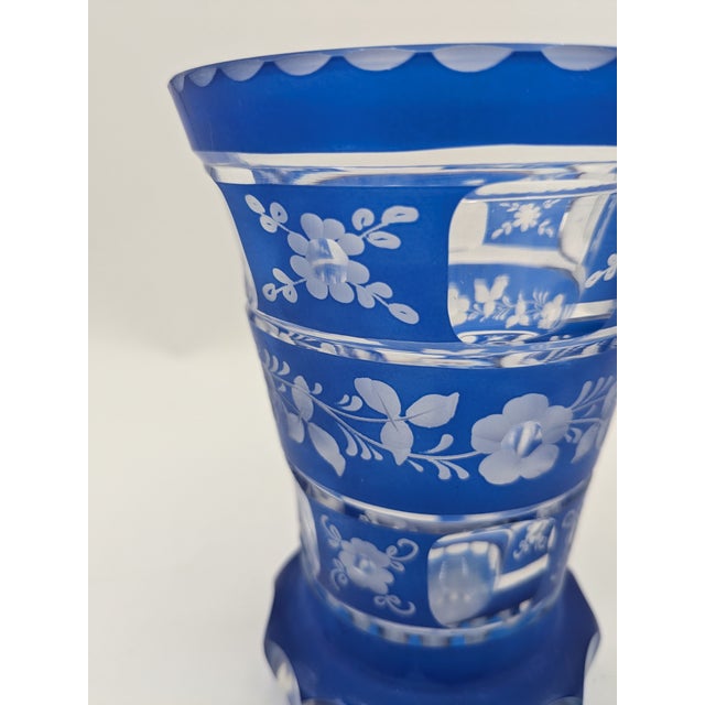 Late 19th Century Cobalt Blue Czech Bohemian Cut Glass Vase For Sale In Atlanta - Image 6 of 10