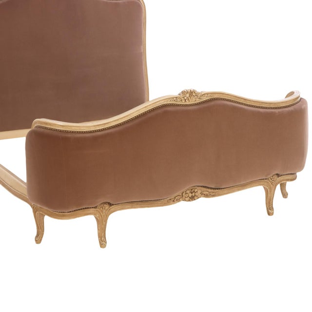1940s French Louis XV-Style Painted and Upholstered Full Bed, Ca. 1940. For Sale - Image 5 of 8