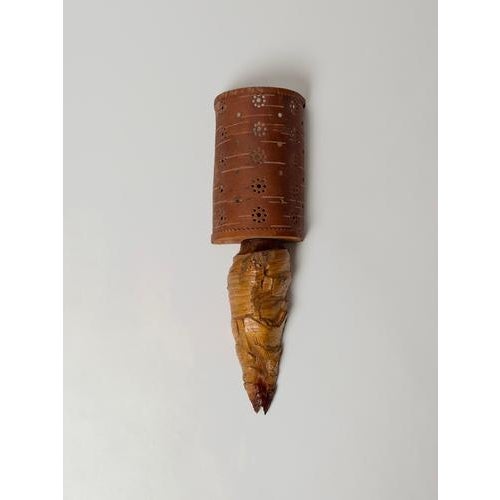 1950s Swedish Folk Art Wood Wall Sconce with Birch Bark Shade, 1950 For Sale - Image 5 of 16