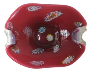 Italian Murano Art Glass Bowl Red Burgundy, Circa Mid-20th C