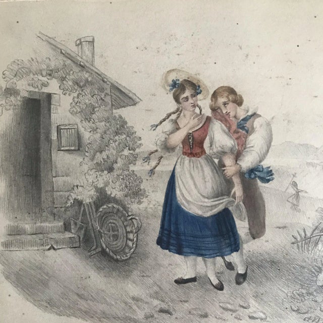 English 1927 Signed H. Hall British Original Figurative Watercolor Painting, Framed For Sale - Image 3 of 7