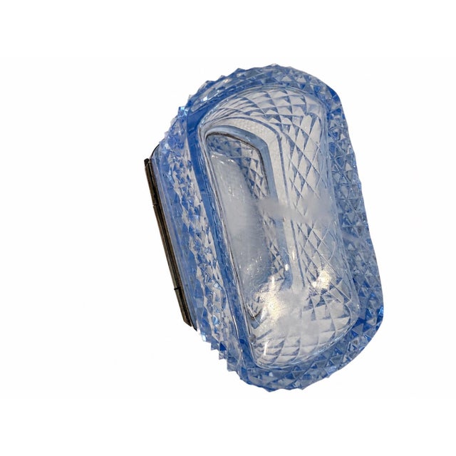 Blue Cut Glass With Silver Plated Trim Cache Box For Sale In Miami - Image 6 of 7