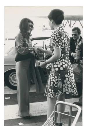 Jackie Kennedy at the Airport in Paris, France, 1970s, Photograph