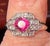 Early 20th Century Early 20th Century Ladies Vintage Platinum Pink Sapphire Diamond Ring Size 4.5 For Sale - Image 5 of 10