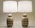 A pair of profound and brilliant large Ginger Jar shaped Mid Modern Art pottery sculpture clay table lamps circa 1960's....