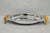 Vintage Art Deco Stainless Steel GloHill Gourmates Butterscotch Bakelite Handle Serving Platter Tray. Circa Mid 20th...